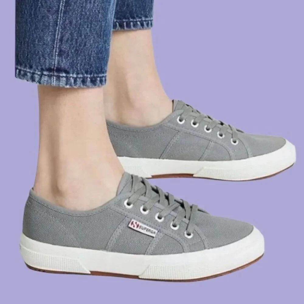 Superga 2750 Cotu Classic Grey Sage Canvas Lace-Up Sneakers Size 9.5